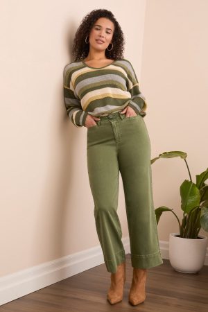 Comfort Stretch High Rise Palazzo Pants-Chive