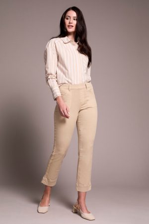 Comfort Stretch Pull-On Kick Flare Ankle Pants-Sandstone