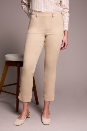 Comfort Stretch Pull-On Kick Flare Ankle Pants-Sandstone