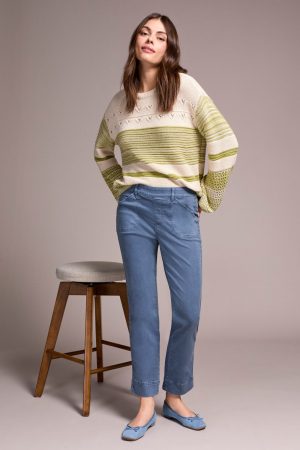 Comfort Stretch Pull-On Kick Flare Ankle Pants-Slateblue