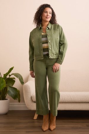 Comfort Stretch Raglan Sleeve Jacket-Chive