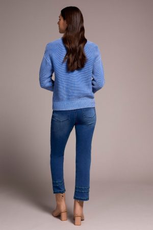 Cotton Yarn Button-Front Cardigan With Special Wash-Ultrablue