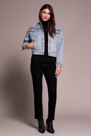 Denim Jacket With Chain Fringe Detail At Back-Bluesnow