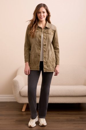 Denim Maxi Jacket-Oliveleaf