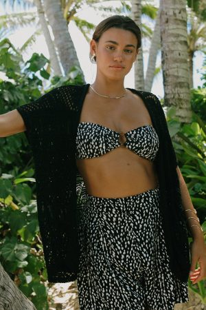 Loose Knit Cover-Up Cardigan-Black