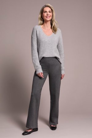 Signature Every Body Ponte Pull-On Pin Tuck Pants-H charcoal