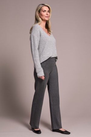 Signature Every Body Ponte Pull-On Pin Tuck Pants-H charcoal