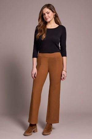 Signature Every Body Ponte Pull-On Pin Tuck Pants-Walnut