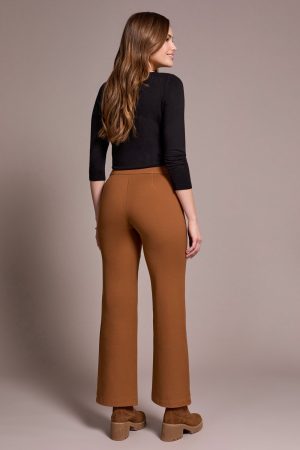 Signature Every Body Ponte Pull-On Pin Tuck Pants-Walnut