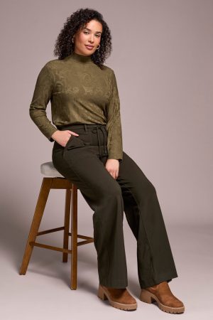 Signature Every Body Stretch Ponte Palazzo Pull-On Pants-Dk ivy