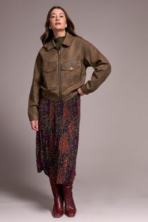 Vintage Faux Leather Jacket-Cocoa