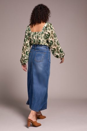 Flowy Lyocell® Denim Skirt-Bluebliss