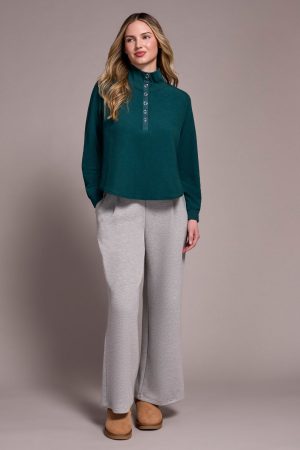 Johnny Collar Ribbed Henley Top-Silverpine