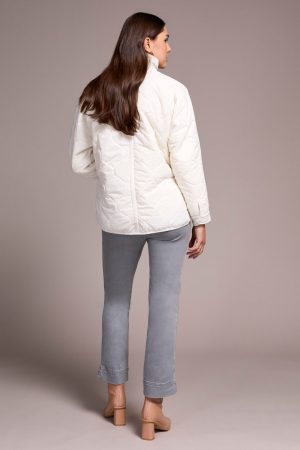 Lightweight Drop Shoulder Quilted Puffer-Eggshell