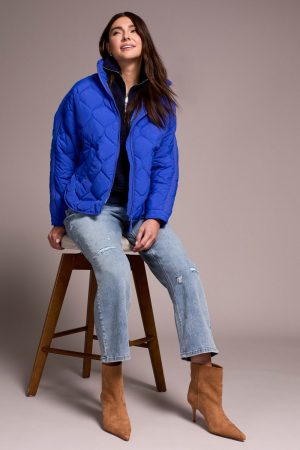 Lightweight Drop Shoulder Quilted Puffer-Lapisblue