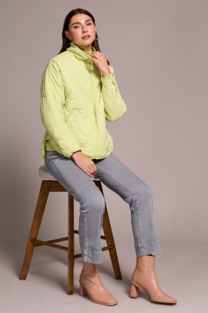 Lightweight Drop Shoulder Quilted Puffer-Limemist