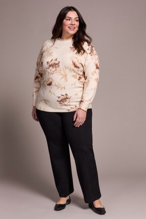 Lightweight Printed Long-Sleeve Funnel Neck Sweater-Moonstone