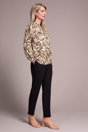 Lightweight Printed Long-Sleeve Funnel Neck Sweater-Pinksalt