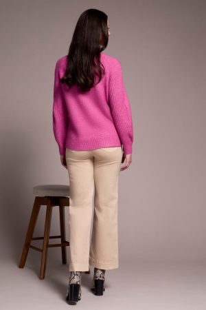 Long Puff Sleeve Mock Neck Sweater-Cameo