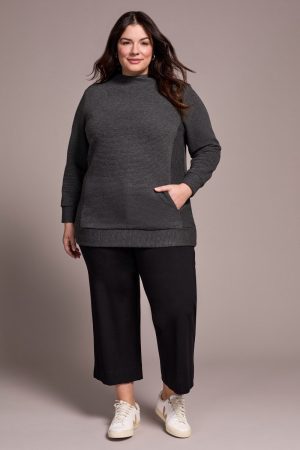 Long-Sleeve Tunic With Invisible Pockets-Charcoal