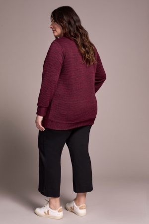 Long-Sleeve Tunic With Invisible Pockets-Wine