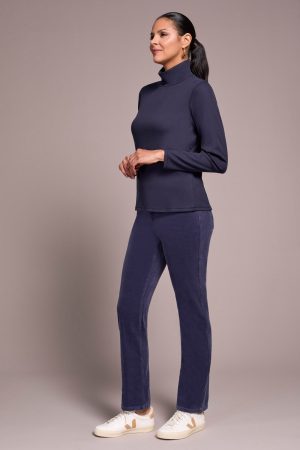 Long-Sleeve Turtle Neck Top-Sapphire