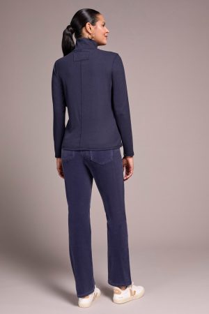Long-Sleeve Turtle Neck Top-Sapphire