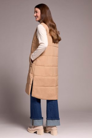 Longline Zip-Front Quilted Vest-Icelatte