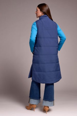 Longline Zip-Front Quilted Vest-Marine
