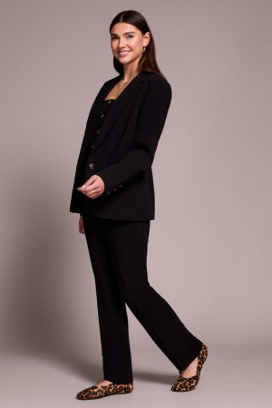 Signature Luxury Twill Long-Sleeve Lined Blazer-Black