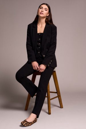Signature Luxury Twill Long-Sleeve Lined Blazer-Black