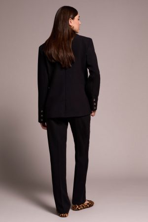 Signature Luxury Twill Long-Sleeve Lined Blazer-Black