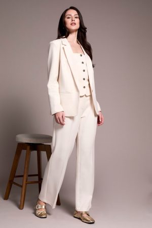 Signature Luxury Twill Long-Sleeve Lined Blazer-Moonstone