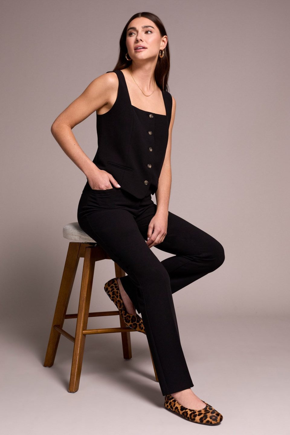 Signature Luxury Twill Straight-Leg Trouser-Black