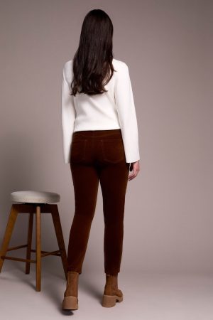 Micro Cord Audrey Pull-On Slim Ankle Pants-Dk anise