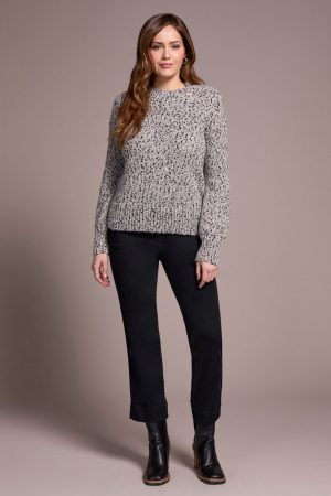 Novelty Mix Long-Sleeve Mock Neck Sweater-Onyx