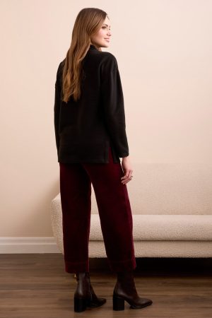 Ottoman Knit Drop Shoulder Cowl Neck Tunic-Black