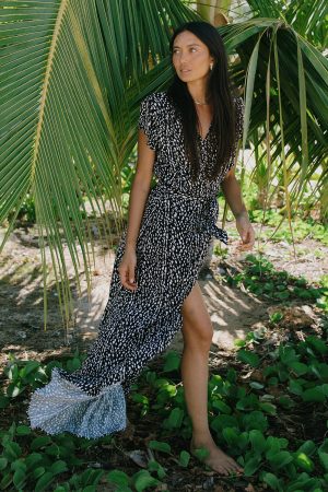 Ibiza Wrap Maxi Dress With Short Sleeves-Ibiza