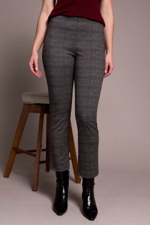 Printed Ponte Pull-On Kick Flare Ankle Pant-Ivy