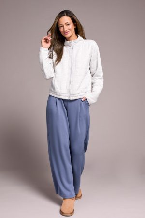 Quilted Lightweight Zip-Front Mock Neck Jacket-H frostgrey