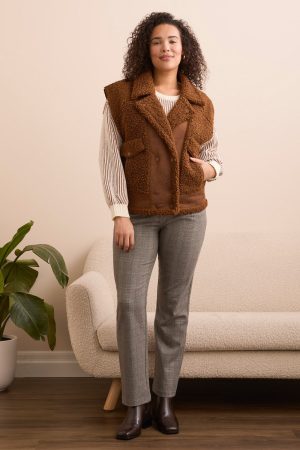Sleeveless Sherpa Vest-Dk anise