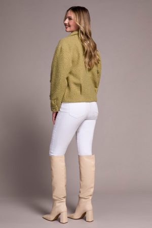 Soft Boucle Button-Front Jacket-Oliveleaf