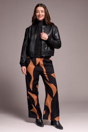 Soft Faux Leather Bomber Jacket-Black