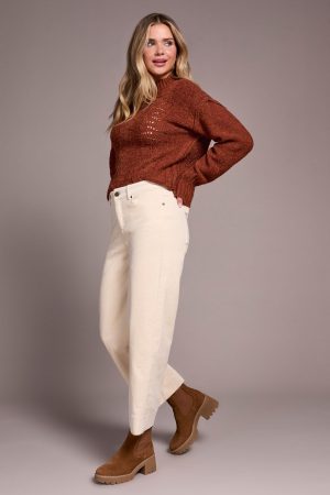 Soft Stretch Corduroy High Rise Ankle Pant-Moonstone