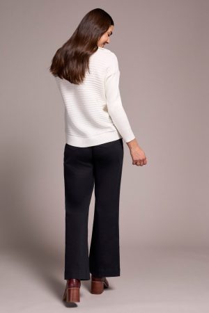 Soft Zip-Up V-Neck Sweater-Eggshell