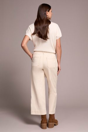 Sophia Curvy Button Fly Wide Leg Crop Jeans-Ecru