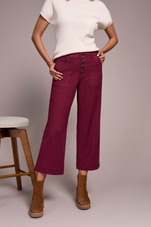 Stretch Cotton Sophia Curvy Wide Leg Jeans-Passion plum