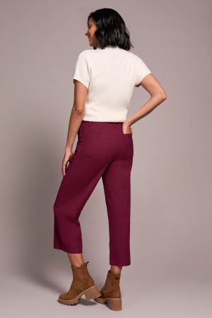 Stretch Cotton Sophia Curvy Wide Leg Jeans-Passion plum