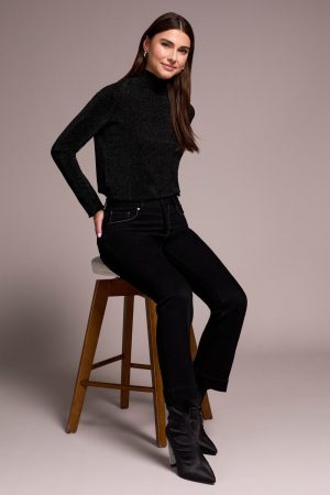 Sophia Curvy Straight Leg Jeans With Contrast Stitching-Tuxedo