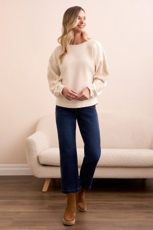 Special Wash Drop Shoulder Sweatshirt-Cream